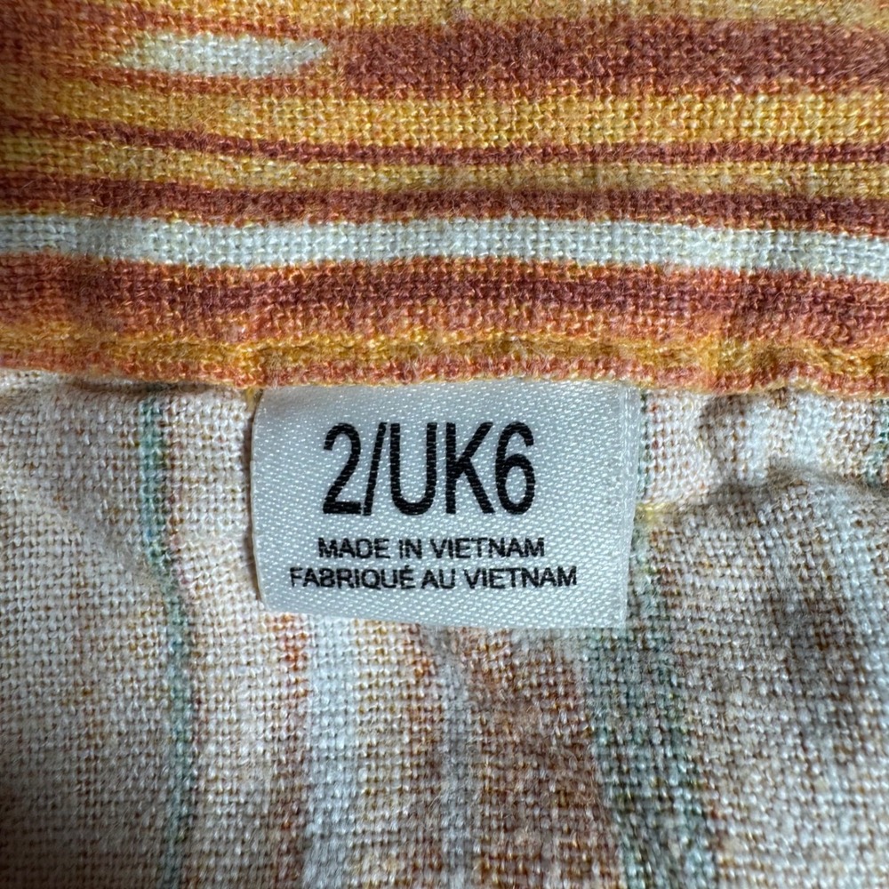 BDG Urban Outfitters Orange Ikat Stripe Wide Leg Carpenter Pants Linen Blend 2 - Picture 5 of 11